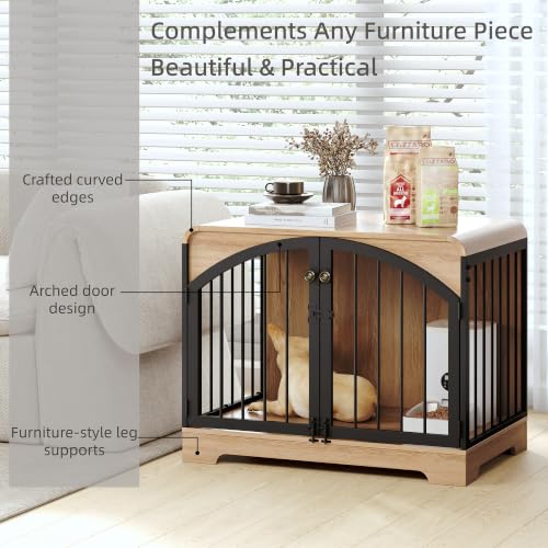 31.5" Farmhouse Dog Crate Furniture for Small Dogs, view 4