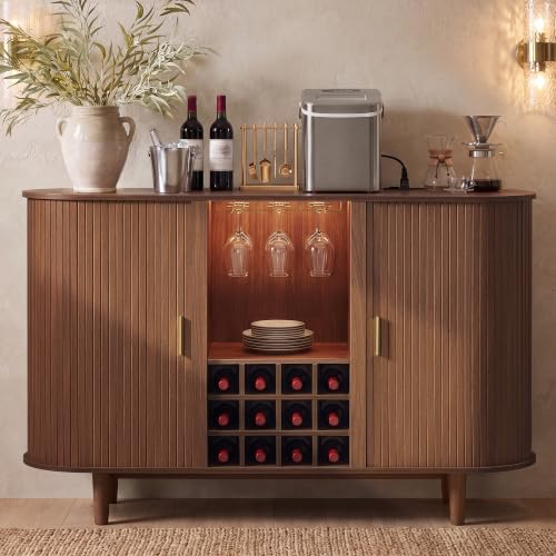 Storage Cabinet, Sideboard with LED Lights and Power Strip, view 2