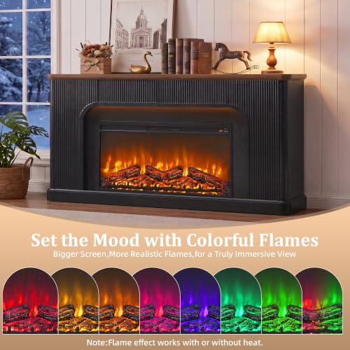 70'' Wooden Electric Fireplace TV Stand with Fireplace, view 5