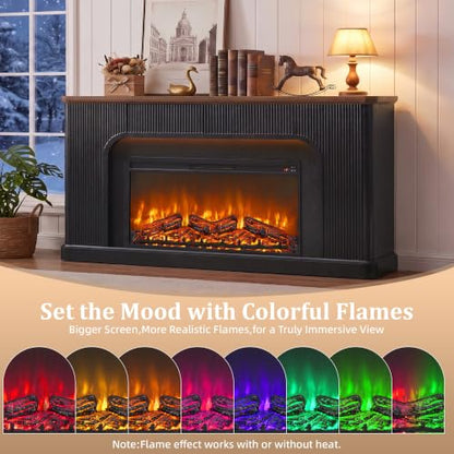 70'' Wooden Electric Fireplace TV Stand with Fireplace, view 5