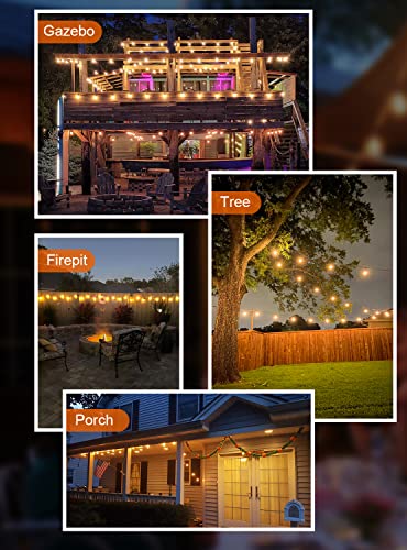 Outdoor String Lights, 60FT Waterproof Patio Lights with 32 Hanging Globe ST38 Bulbs, 2700k Shatterproof for Backyard Gazebo Porch Garden Commerical Outside Decor