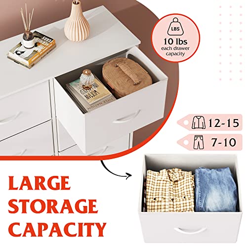 Dresser for Bedroom with 6 Drawers, White, view 6