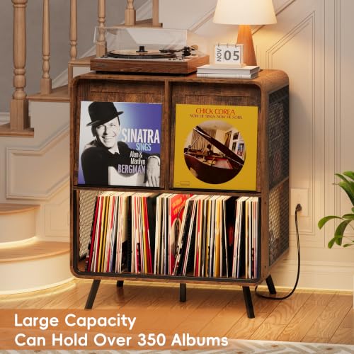 Record Player Stand with Vinyl Record Storage - Record Player Cabinet Table, view 6
