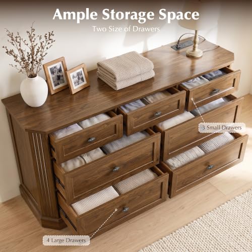 7 Drawers Dresser for Bedroom, 54" Wide Chest of Drawers w/Charging Station, view 4