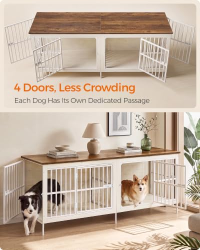 70.9" Dog Crate Furniture, Heavy Duty Double Dog Cage with Divider, view 5