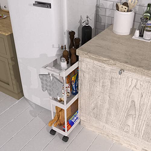 3-Tier Slim Rolling Cart w/Handle 5.5" Wx27.5 H, White, view 6
