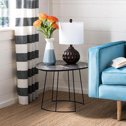 Safavieh Home Brooks Modern Faux Grey Sandstone and Black Side Table
