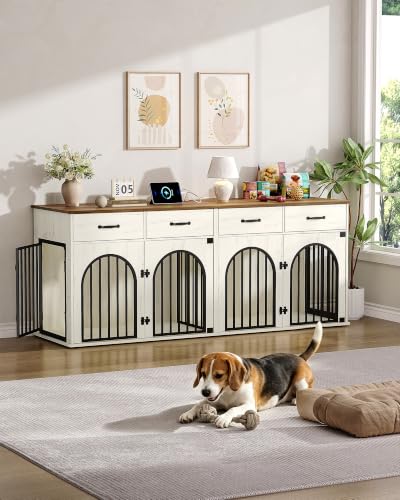 77.6 in Dog Crate Furniture for 2 Dogs, Double Dog Cage Furniture, view 4