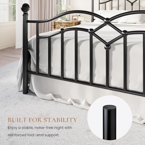 Full Vintage Metal Bed Frame with Headboard, Black, view 7