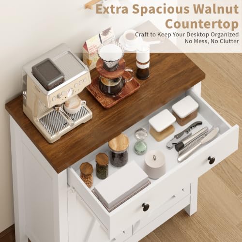 Buffet Cabinet, Small Coffee Bar Cabinet with Drawer, White, view 5