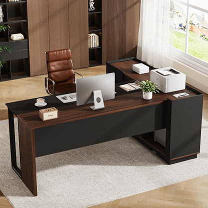 70" Executive Desk with Cabinet Storage, view 2