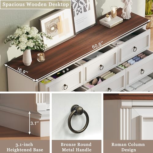 Farmhouse 9 Drawer Dresser for Bedroom, view 6
