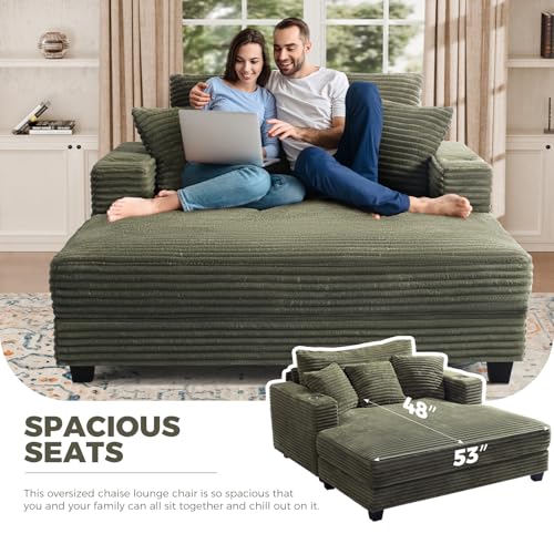 60" Chaise Lounge Chair Indoor, Wood Frame, Green, view 5