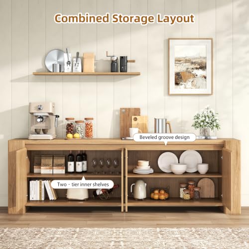 82" Sideboard Buffet Cabinet, Storage Cabinet with 4 Doors, view 4