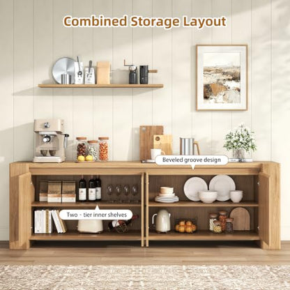 82" Sideboard Buffet Cabinet, Storage Cabinet with 4 Doors, view 4