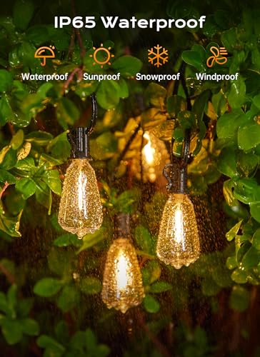 100FT Outdoor-String-Lights with Remote, Shatterproof ST38 LED Bulbs, view 4
