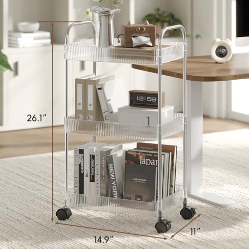 3 Tier Rolling Cart with Lockable Wheels, view 3