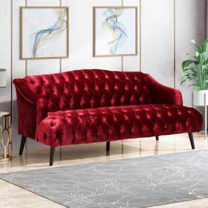 Minxi Velvet Sofa Couch, Home Sofa Living Room with Birch Wood Legs, view 5