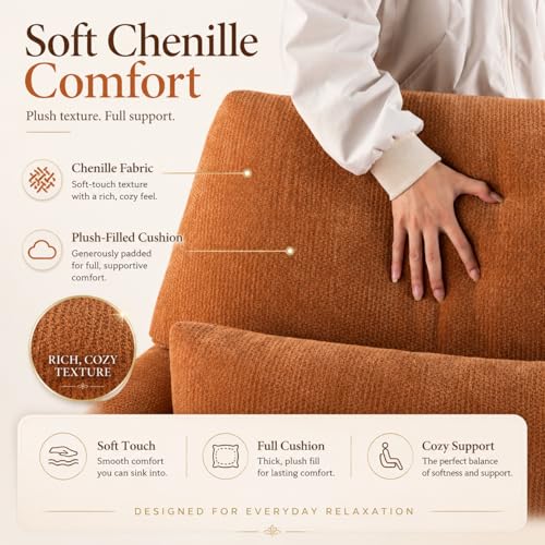 63" Oversized Chaise Lounge Chair Indoor, Orange, view 4