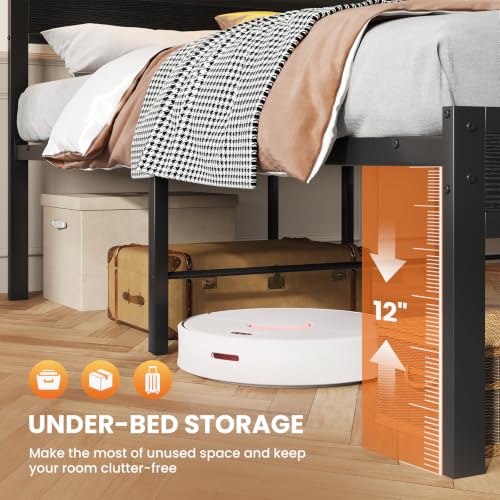 Full Size Bed Frame with LED Lights and Charging Station, view 7