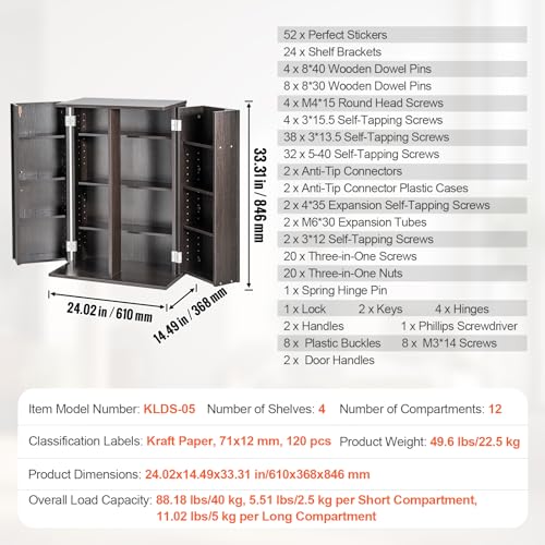 Media Storage Cabinet, DVD Cabinet with Doors and Shelves, CD Storage, view 4