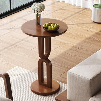 Solid Wood Round Side Table - Small Corner Coffee Table for Living Room, Bedroom & Study - Stylish Home Decor Aent for Small Spaces
