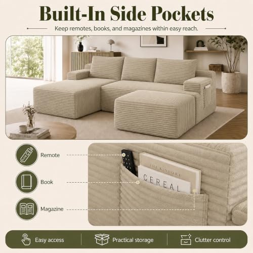 Boneless Cloud Couch in Fluffy Corduroy, view 6