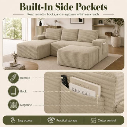 Boneless Cloud Couch in Fluffy Corduroy, view 6