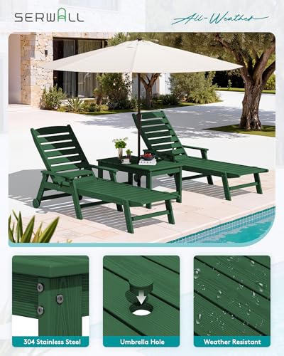 HDPE Outdoor Coffee Table with Umbrella Hole, Green