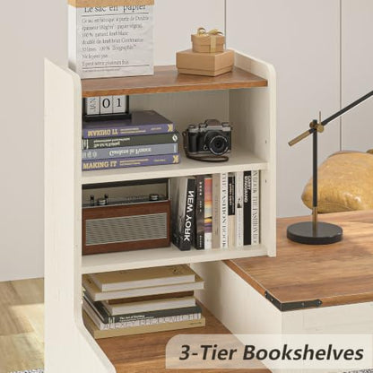 60" Computer Desk with Drawers & Bookshelves for Bedroom, Home Office, view 6