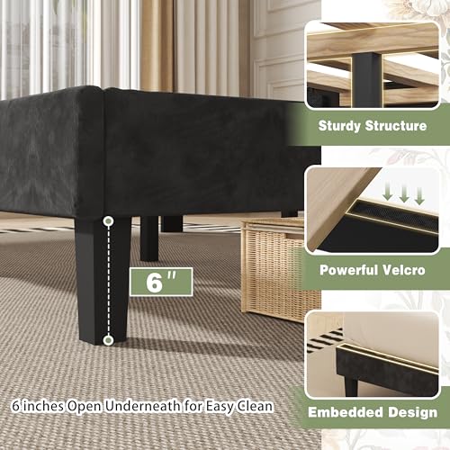 Queen Bed Frame with Storage Headboard, view 6