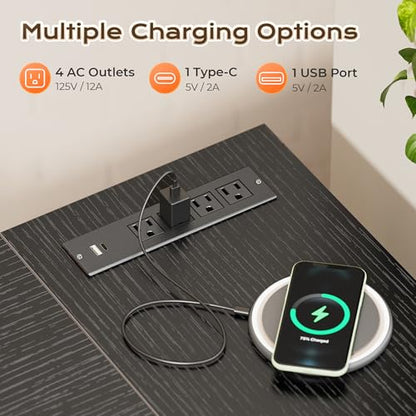 63 Inch L Shaped Desk with Power Outlets & 0.95 Inch Thicker Desktop, view 5