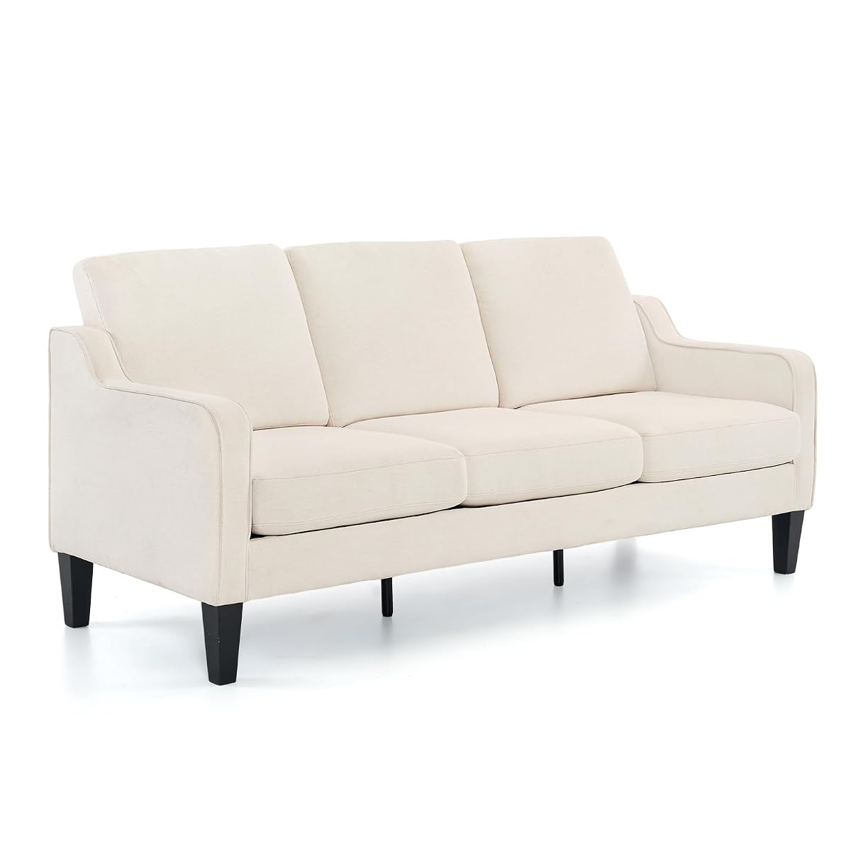 Small Couch Sofa 71" Comfy Couches for Living Room Beige 3 Seat Sofa Couch Mid Century Modern Sofa Furniture Couches with Scooped Arms for Small Spaces, Bedroom, Apartment, Studio