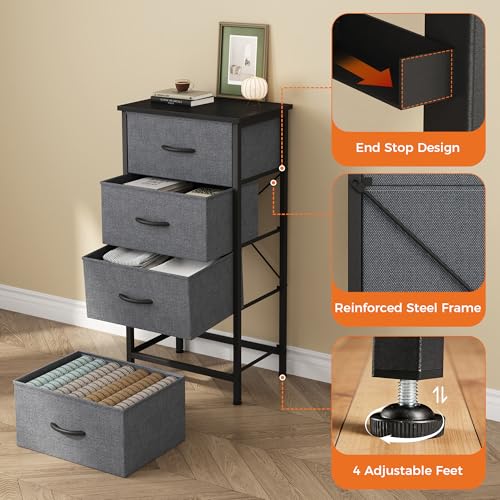 Dresser for Bedroom, 4 Drawer Storage Cabinet, Tall Nightstand, view 7