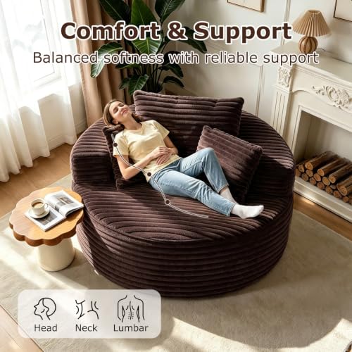 Oversized Round Chaise Longue Chair Indoor, view 6