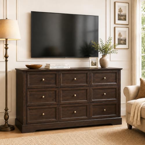 Farmhouse Dresser 9 Drawer, Bedroom Chest of Drawers, Dressers with 9 Drawers, view 2