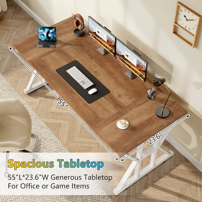 55" Large Computer Desk with Thickened Frame for Home Office, Living Room, view 7