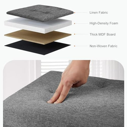 30in Foldable Storage Ottoman Bench, End of Bed Foot Rest Stools Ottoman Storage Chest with Padded Seat for Bedroom, Living Room, Holds up to 660 lb, Modern Grey