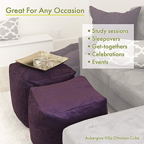 Goods Links Indoor/Outdoor Pouf Ottoman Stuffed Cube 17x17x17 Inches - Bean Bag Floor Pouf Ottoman for Foot Rest – Sitting Pouf Chair for Living Room – Nursery Pillow Ottoman - Teal