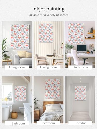 NuYeBiofx Watercolor Flamingo Tropical Leaves Canvas Wall Art Prints,48"x32" Framed Picture Artwork Summer Animal Flowers Printed Canvas Oil Painting for Living Room Bedroom Office,Ready to Hang