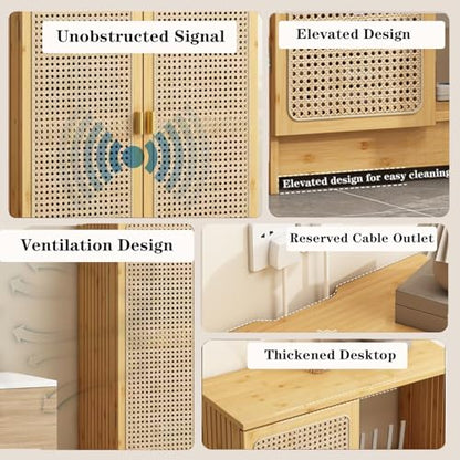 WiFi Router Storage Cabinet with Adjustable Shelves, 2-Layer Storage, view 6