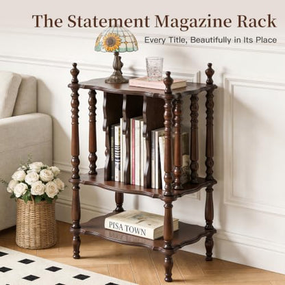 Record Player Stand, Turntable Stand with Vinyl Storage, Walnut, view 7