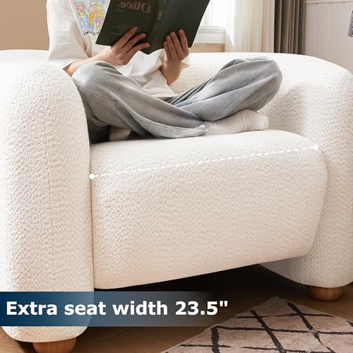 40" Barrel Chairs Oversized Modern Accent Chair Crate and Barrel Furniture for Living Room Bedroom Apartment .(Cream)