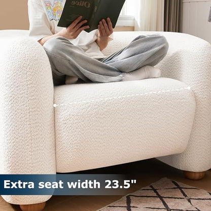 40" Barrel Chairs Oversized Modern Accent Chair Crate and Barrel Furniture for Living Room Bedroom Apartment .(Cream)