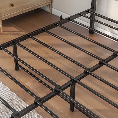 Black Queen Size Bed Frames with Wood Headboard, view 7