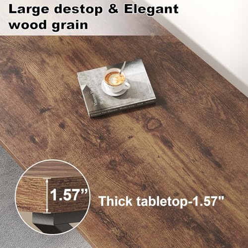 Rustic Computer Desk, Large Executive Writing Study Work Desk for Home Office, Industrial Metal Wooden PC Laptop Long Desk Workstation, Modern Bedroom Living Room Table, Rustic Brown, 60 Inch