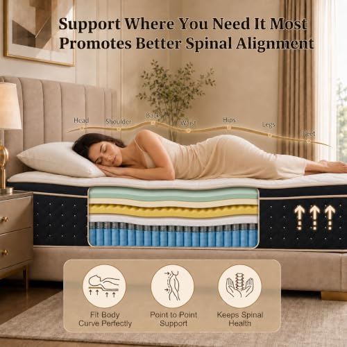 14 Inch Queen Size Hybrid Mattress in a Box, view 6