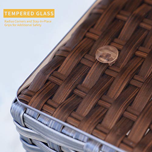 Outdoor Coffee Table Wicker Patio Side Table Wicker Patio Table Furniture Conversation Set with Glass Top
