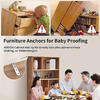 furniture anchors anti-tip baby proofing: Safety Straps Kit for Dresser Secure 400 lbs Bookcase to Wall Cabinet Wall Anchor 4 Pack