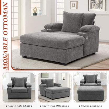 Oversized Accent Chair with Ottoman, view 4